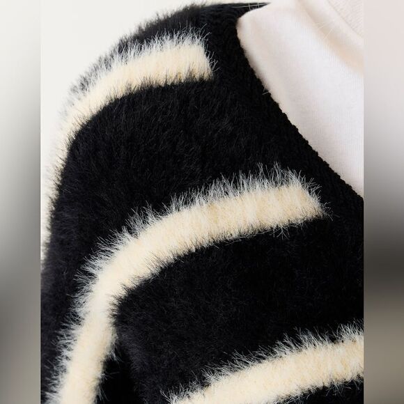 J Crew Striped Brushed Yarn Sweater Lady Jacket NWT - Picture 4 of 14